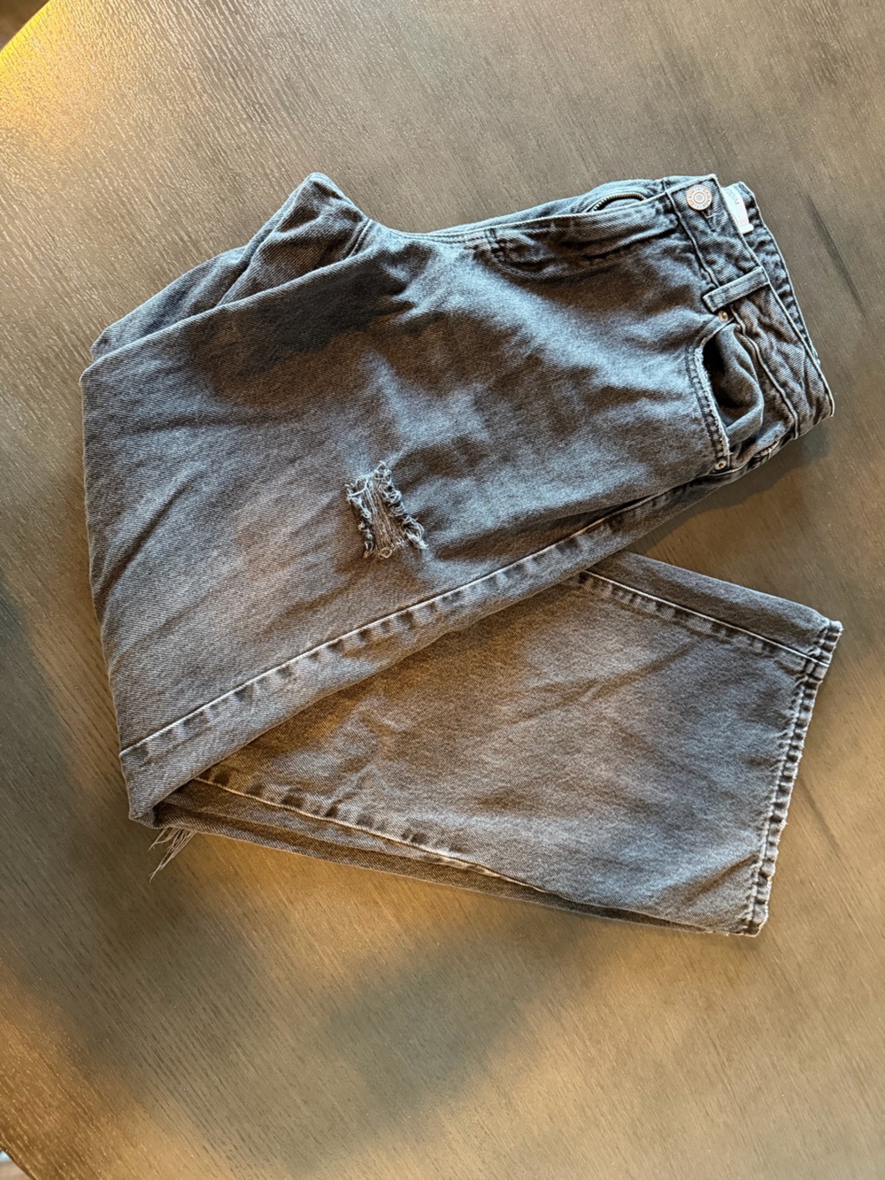 Women's Gray Distressed Jeans - Long Classic Casual Fit